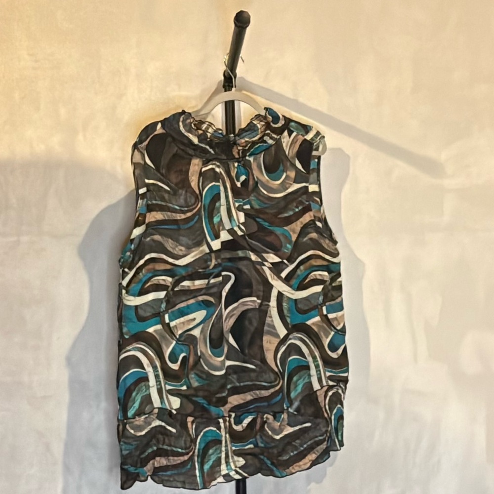 Dressbarn Sleeveless Abstract Swirl Blouse Size 2X 100% Polyester Great Conditio